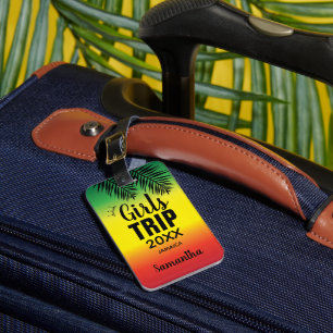 Etiqueta De Bagagem Viagem de Meninas com Ano Coroa e Nome Verde Amare