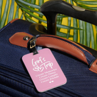 Etiqueta De Bagagem Viagem de Meninas Criar Memórias Rosa
