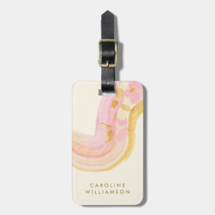 Etiqueta De Bagagem Viagem de Meninas Rosa Dourado Moderno Abstrato Pe