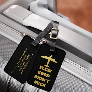 Etiqueta De Bagagem Viagem Engraçada “Voou Bem Não Foi Uma Droga” e Av