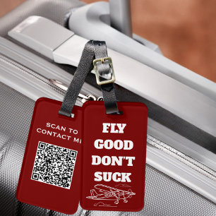 Etiqueta De Bagagem Viagem Engraçado “Voar Bem Não Suga” e Avião