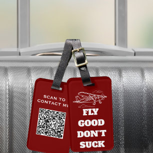 Etiqueta De Bagagem Viagem Engraçado “Voe Bem Não Suga” e Avião