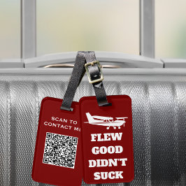 Etiqueta De Bagagem Viagem Engraçado "Voou Bom Não Chupou" e avião