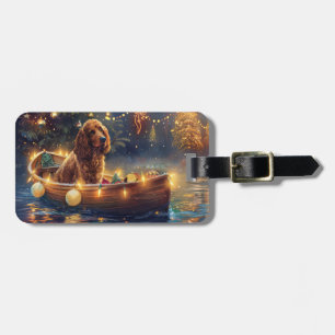 Etiqueta De Bagagem Viagem Festiva de Natal do Cocker Spaniel
