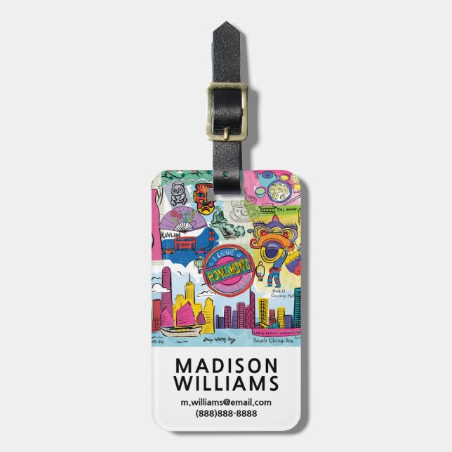 Etiqueta De Bagagem Viagem global - Hong Kong (Frente Vertical)