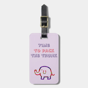 Etiqueta De Bagagem Viagem Humor Animal Pun Elefante Colorido