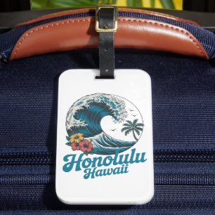 Etiqueta De Bagagem Viagem Minimalista Vintage Honolulu Havaí Aloha