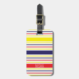 Etiqueta De Bagagem Viagem Moderno Colorido de Stripes Personalizado