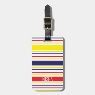 Etiqueta De Bagagem Viagem Moderno Colorido de Stripes Personalizado