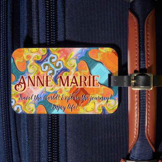 Etiqueta De Bagagem Viagem pelo Mundo Abstrato Imperial Nome Personali (Frente Insitu 4)