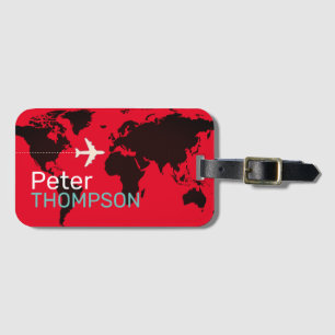 Etiqueta De Bagagem viagem personalizar-e-elegante vermelho do mundo