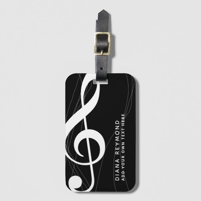 Etiqueta De Bagagem viagem preto músico (Frente Vertical)