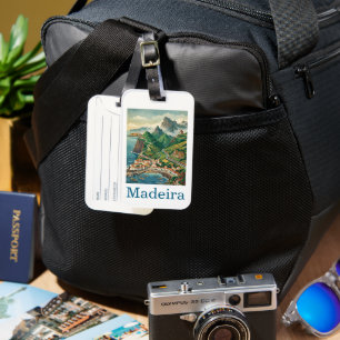 Etiqueta De Bagagem Viagem Retro Vintage Madeira Portugal Ilha