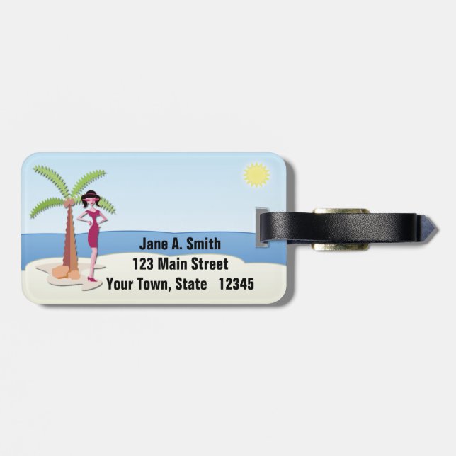 Etiqueta De Bagagem Viagem tropical da praia (Traseira Horizontal)