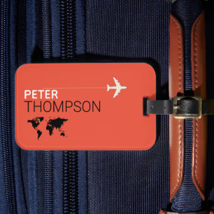 Etiqueta De Bagagem Viagem vermelho alaranjado personalizado