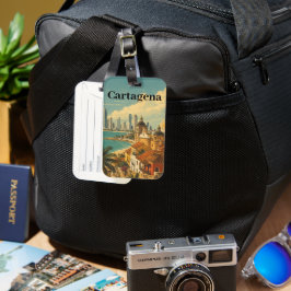 Etiqueta De Bagagem Viagem Vintage Cartagena Colômbia Caribenho 