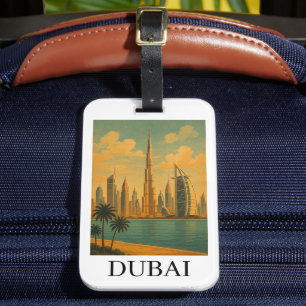 Etiqueta De Bagagem Viagem Vintage Dubai – Silhueta Retro dos Emirados