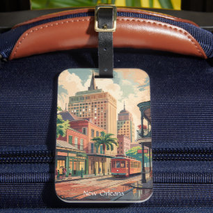 Etiqueta De Bagagem Viagens vintage de Pintura de Nova Orleans Louisia