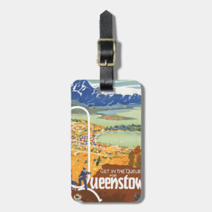 Etiqueta De Bagagem Viagens vintage de Queenstown, Nova Zelândia