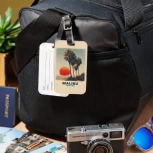 Etiqueta De Bagagem Viagens vintage Malibu California