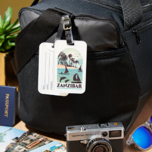 Etiqueta De Bagagem Viagens vintage Retroativa da África Zanzibar