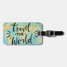 Viaja o Tag da bagagem da aguarela do mundo