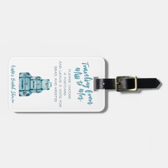 Etiqueta De Bagagem Viajando de Solteira para Sra. Mala de Casamento (Frente Horizontal)