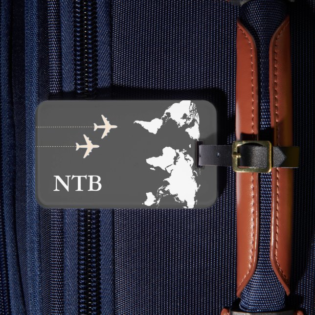 Etiqueta De Bagagem Viajante de avião na moda (Frente Insitu 4)