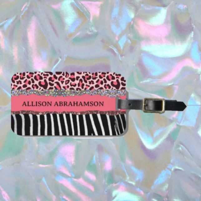 Etiqueta De Bagagem Viajante do Mundo Rosa Menino Moderno Brilhante (Criador carregado)