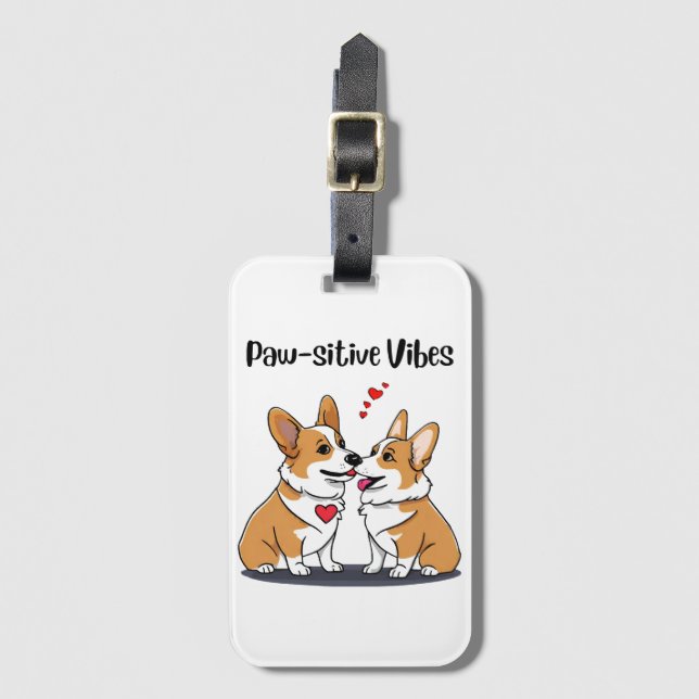 Etiqueta De Bagagem Vibes Corgis Apaixonados (Frente Vertical)