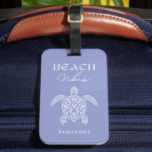 Etiqueta De Bagagem Vibrações da Praia Tartaruga Marinha Tribal Azul E