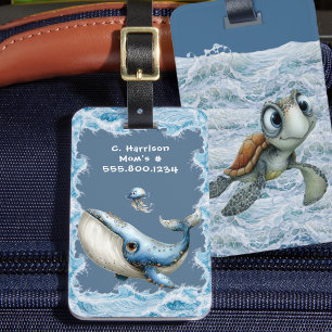 Etiqueta De Bagagem Vida Marinha Crianças Personalizado