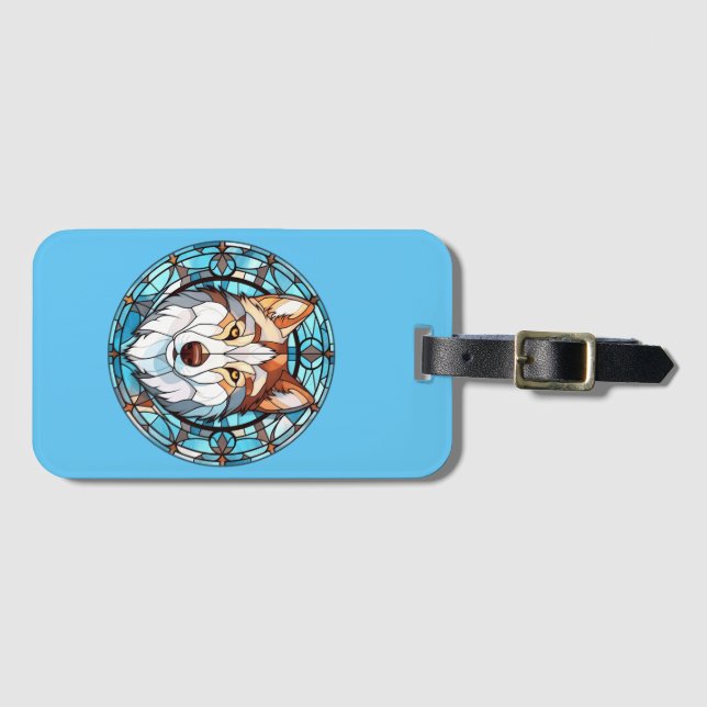 Etiqueta De Bagagem Vidro Estreito Cachorro Siberiano Husky (Frente Horizontal)