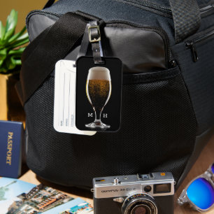 Etiqueta De Bagagem Vidro Monograma Personalizado de Cerveja
