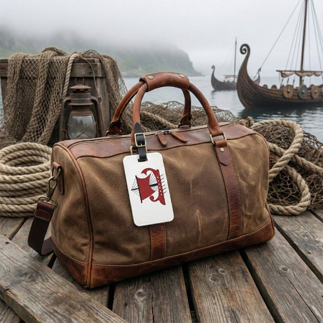 Etiqueta De Bagagem Viking Longship Silhouette Drakkar Ship (Criador carregado)