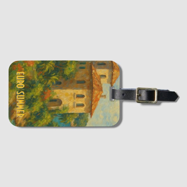 Etiqueta De Bagagem Villa de pintura de óleo de verão (Frente Horizontal)