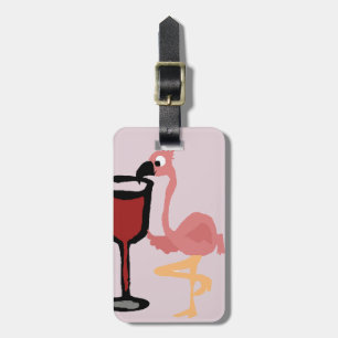Etiqueta De Bagagem Vinho tinto cor-de-rosa engraçado do bebendo do