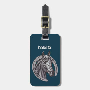 Etiqueta De Bagagem Vintage Animal com Cavalo de Casca de Ferradura