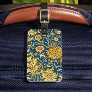 Etiqueta De Bagagem Vintage Arte Floral Azul Cherwell de William Morri