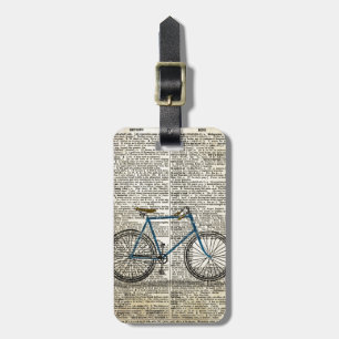 Etiqueta De Bagagem Vintage azul da bicicleta da bicicleta do