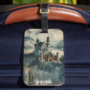 Etiqueta De Bagagem Vintage Bavaria Neuschwanstein Castle Viagem