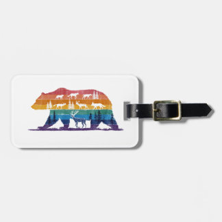 Etiqueta De Bagagem Vintage Bear Vida Selvagem – Silhueta de Floresta 