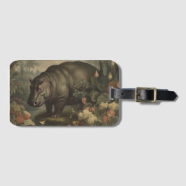 Etiqueta De Bagagem Vintage Botanical Hippo