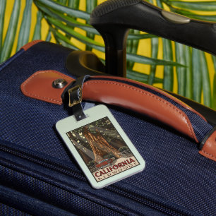 Etiqueta De Bagagem Vintage California Redwoods Viagem