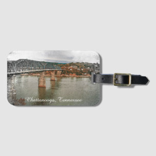 Etiqueta De Bagagem Vintage Chattanooga, Ponte Walnut do Tennessee