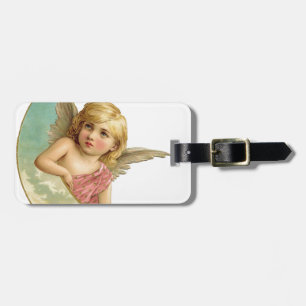 Etiqueta De Bagagem Vintage Cherub e Cresent Moon