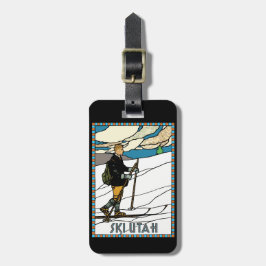 Etiqueta De Bagagem Vintage Cross Country Skier Ski Utah