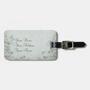 Etiqueta De Bagagem Vintage Floral Blue Wedding
