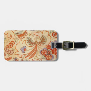 Etiqueta De Bagagem Vintage Floral Francês Chintz Antiquado Terracota