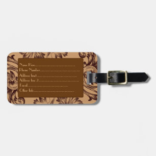 Etiqueta De Bagagem Vintage Flourish (Castanho Escuro)